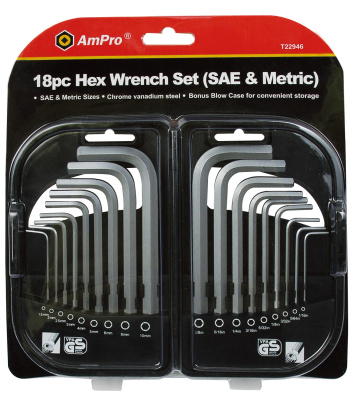 T22946 Набор шестигранников Г-образных 18 предметов (1/16"-3/8"; М1,5-М10) T22946 Набор шестигранников Г-образных 18 предметов (1/16"-3/8"; М1,5-М10)