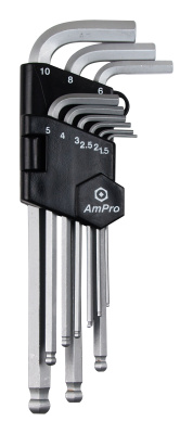 T22933 Набор длинных  Г-образных шестигранников с шаром, 9 предмет (1,5-10мм) T22933 Набор длинных  Г-образных шестигранников с шаром, 9 предмет (1,5-10мм)